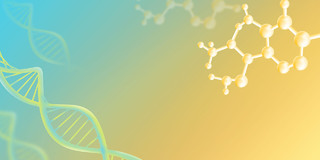 绿黄弥散DNA分子化学几何立体抽象简约文艺小清新边框展板背景